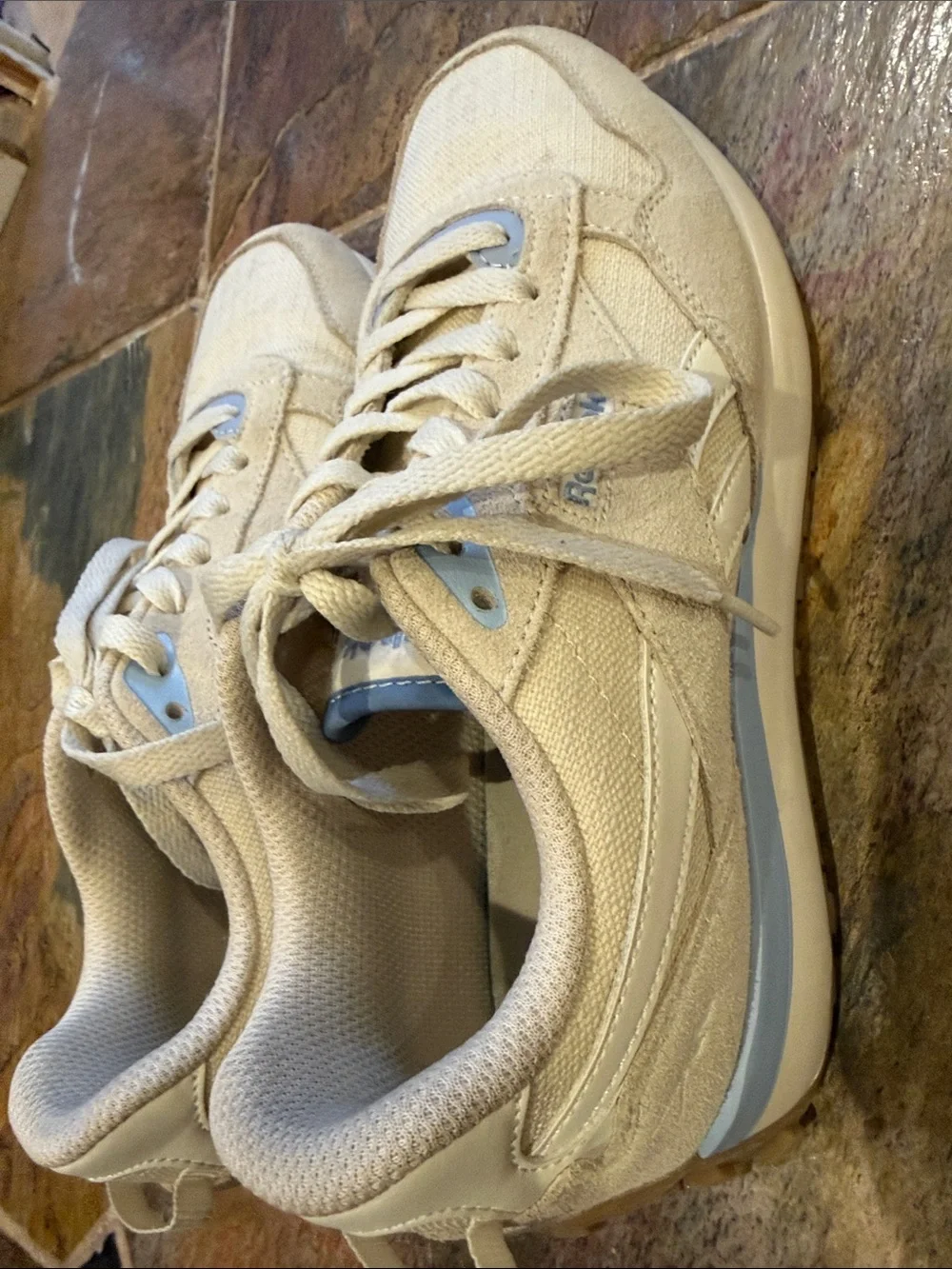 Reebok Women's Beige Canvas & Suede Low-Top Sneakers